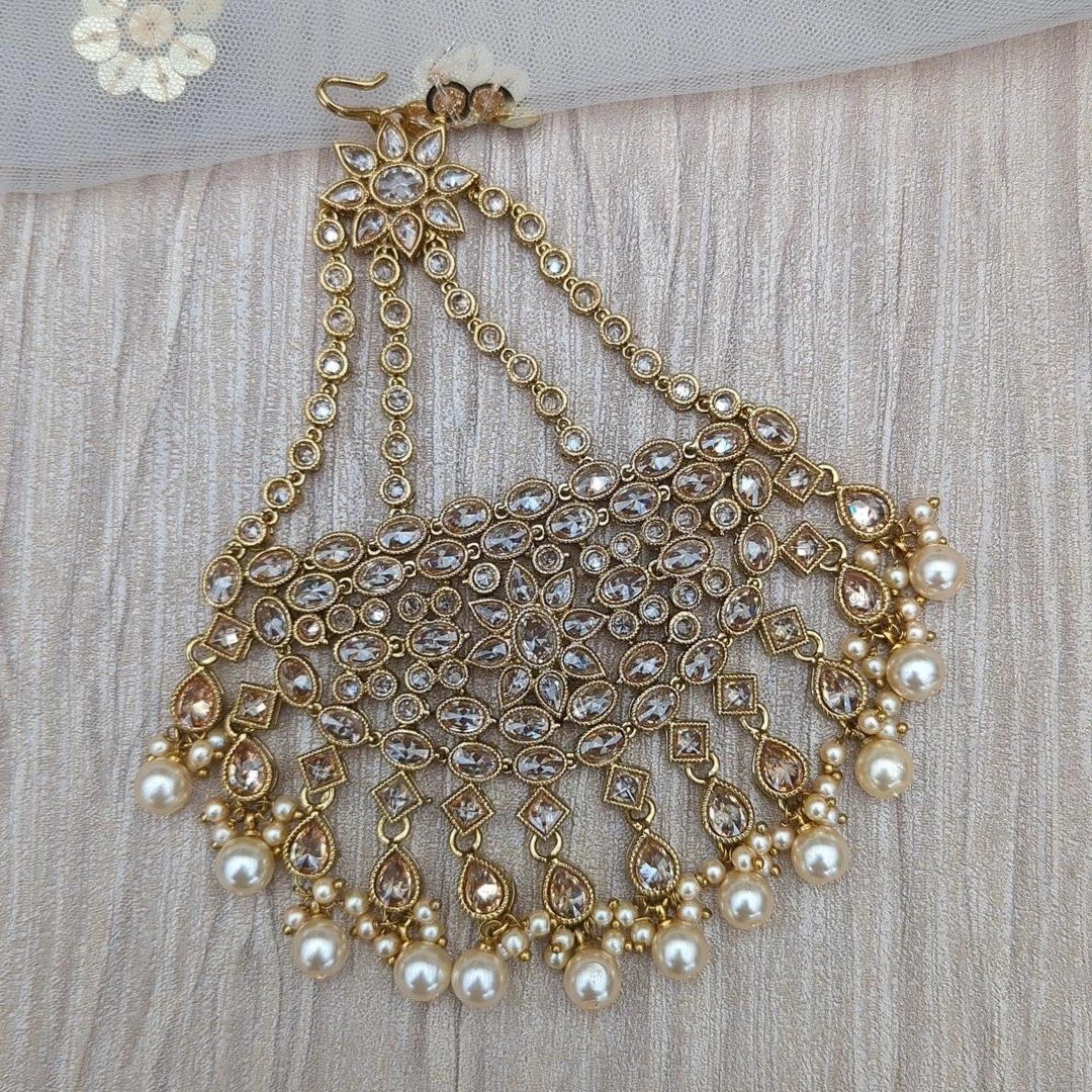 Antique Gold 'RANI' Jhoomer Pasa Headpiece