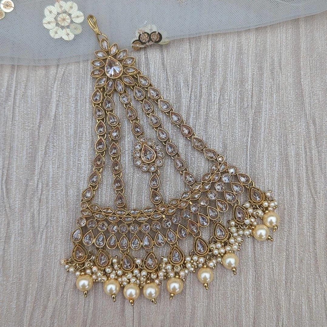 Antique Gold 'NISHA' Jhoomer Pasa Headpiece