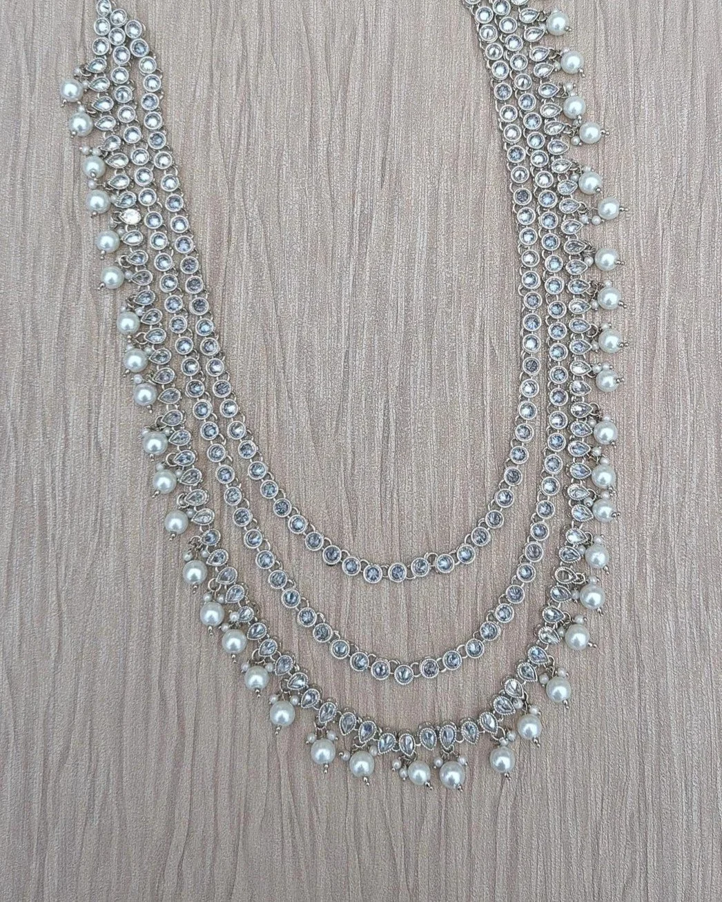 Full Silver Ivory Layered 'RANI' Kundan Mala Necklace