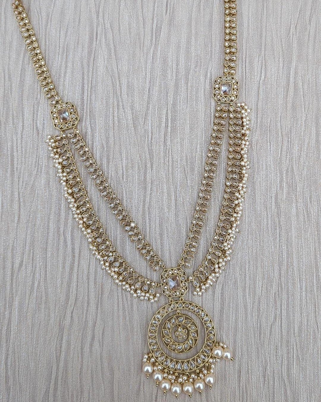 Antique Gold 'NISHA' Long Pendant Mala Necklace