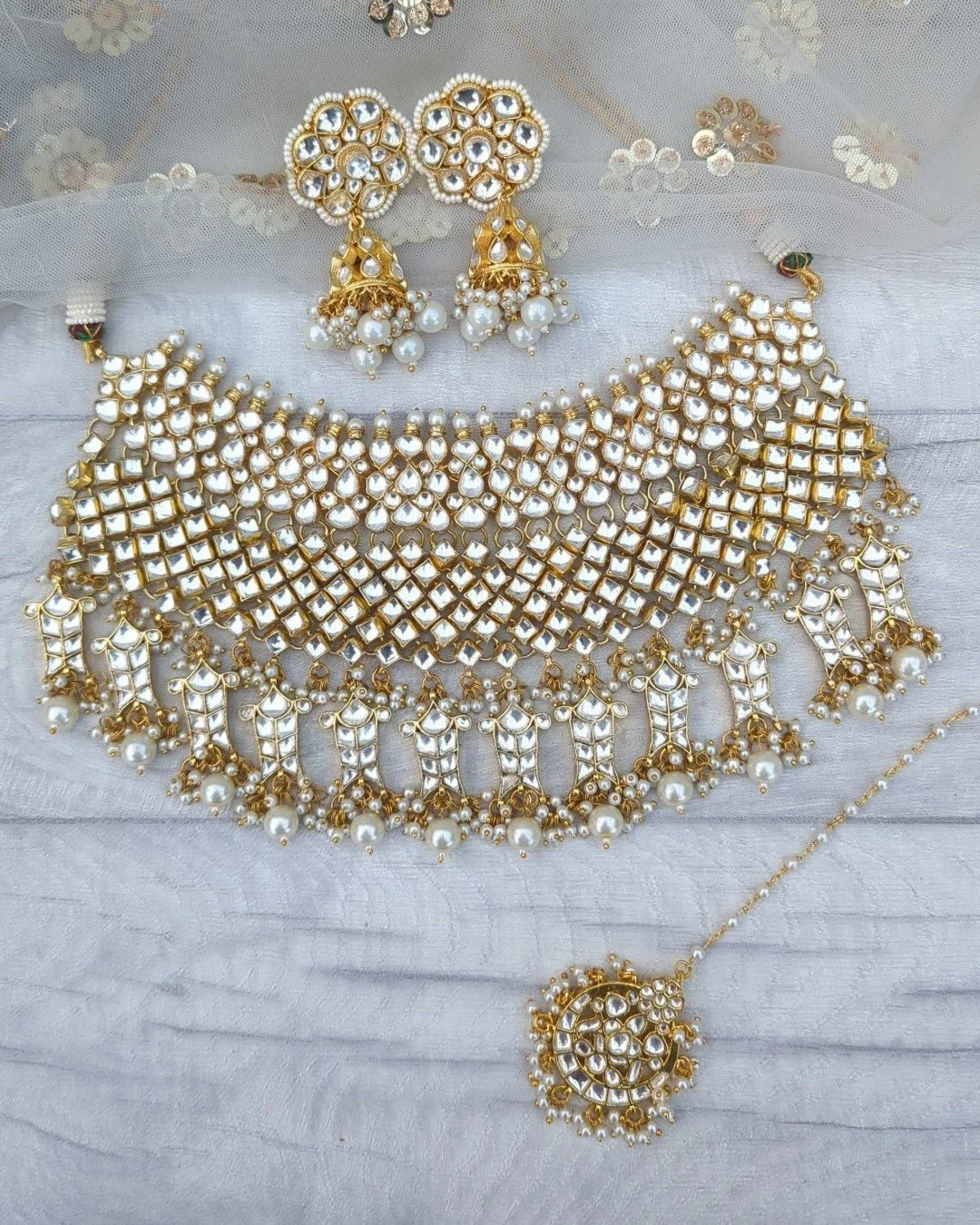 Gold Silver Pachi Kundan Indian Asian Bridal Choker Necklace Jewellery  Jewelry Set — Glimour Jewellery