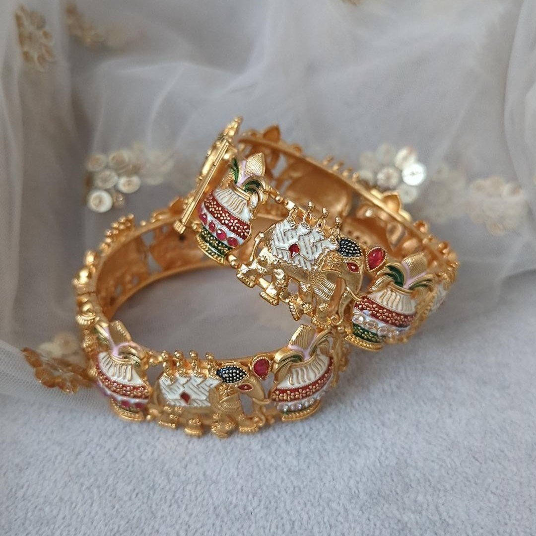Pair of Rajwadi Elephant Doli Kangan Bangles