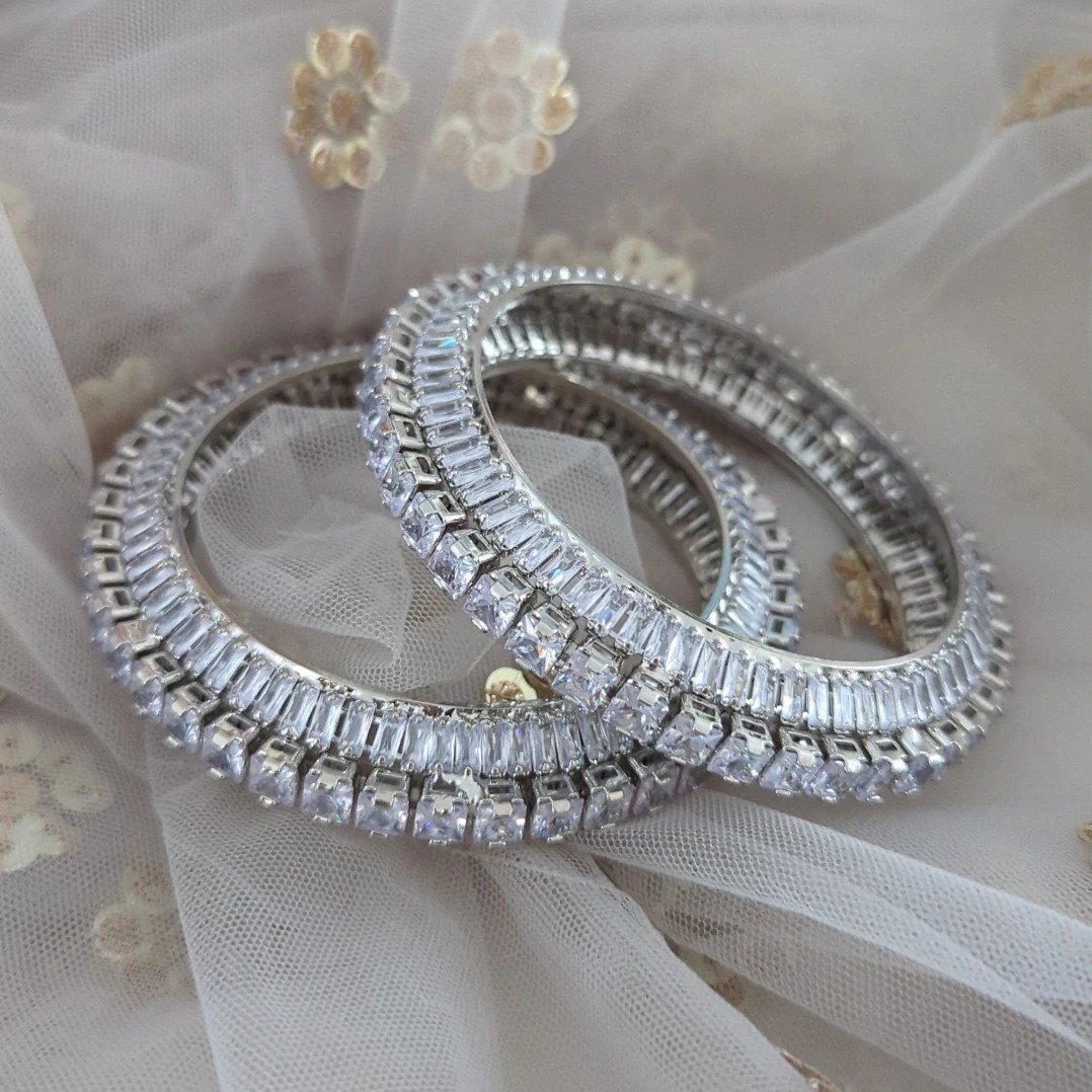 Pair of Statement Cubic Zirconia American Diamond Kangan Bangles