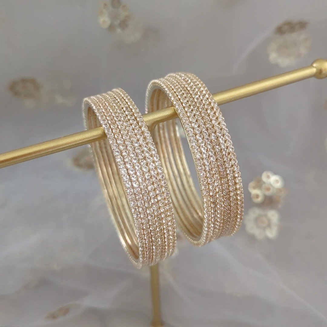 Pack of 12 Gold Silver Diamante Stone Crystal Bangles