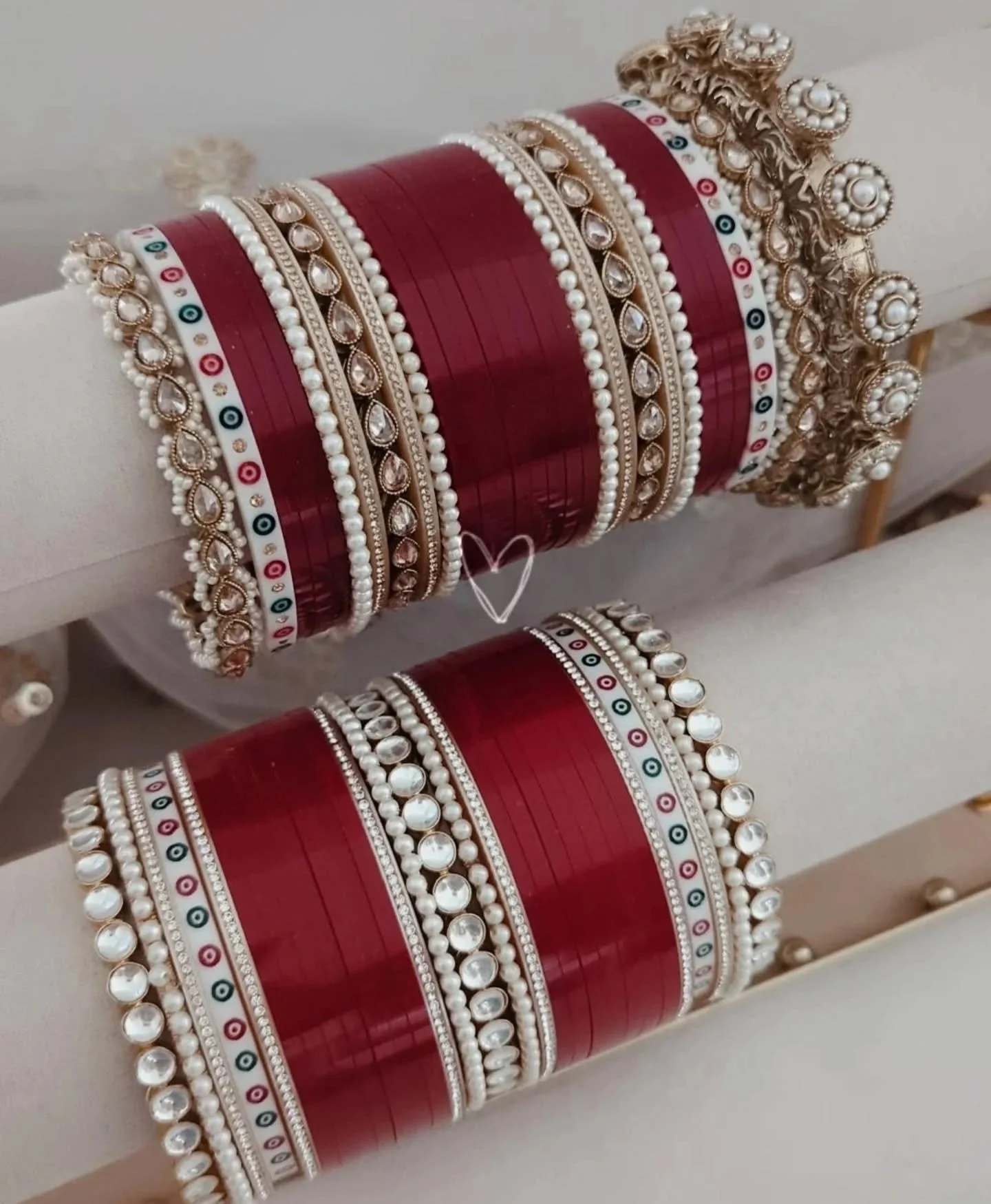 Beautiful premium full stone choora designs created for brides this weekend ❤️
Both can be customised to any shade of red and design can also be changed. 

Did you know...
1. There's no order time or wait time for our choora designs. All in stock &am