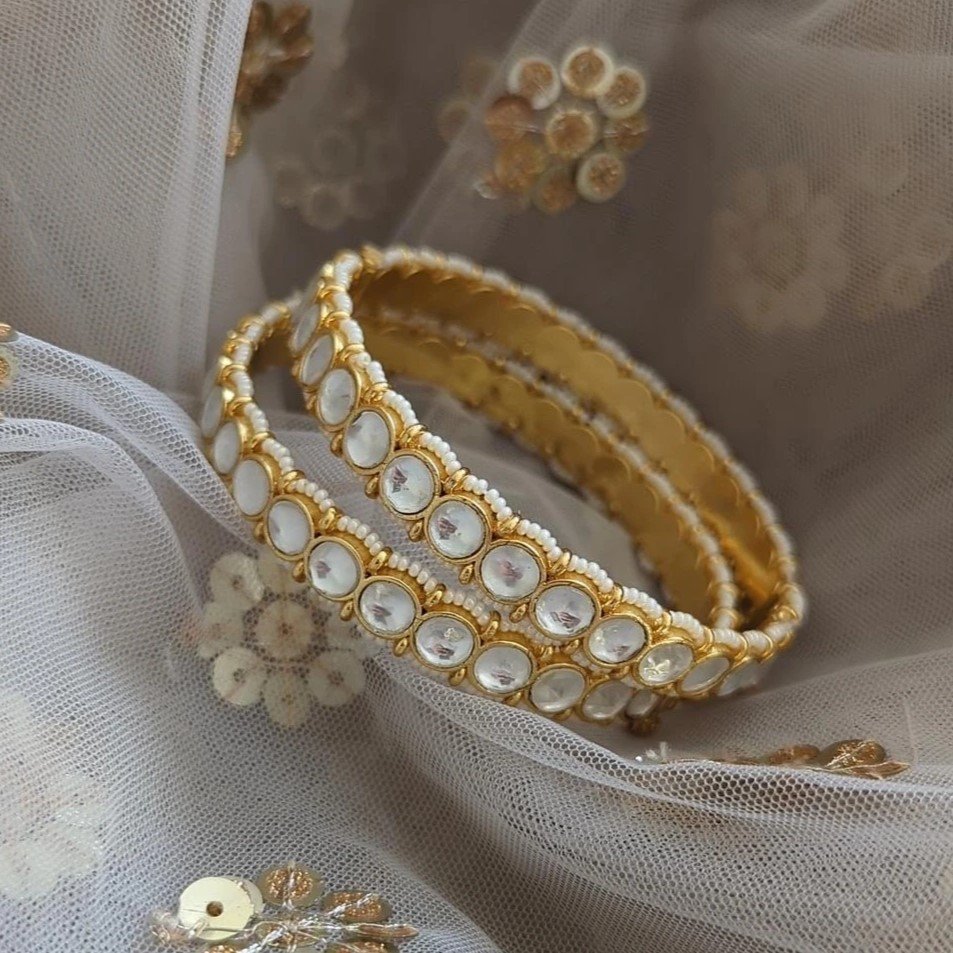 Pair of Pachi Kundan Bangles Screw Opening