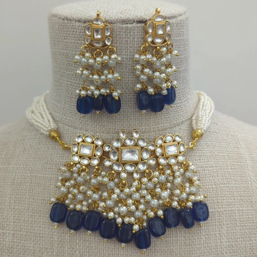 Ocean Mint Meenakari Kundan Choker Necklace Jewellery Set