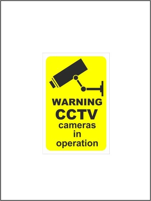 Yellow Warning CCTV Cameras In Operation
