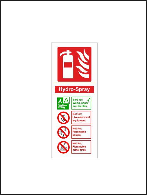 Photoluminescent Fire Extinguisher Identification Hydro-Spray Sign 200mmx80mm 