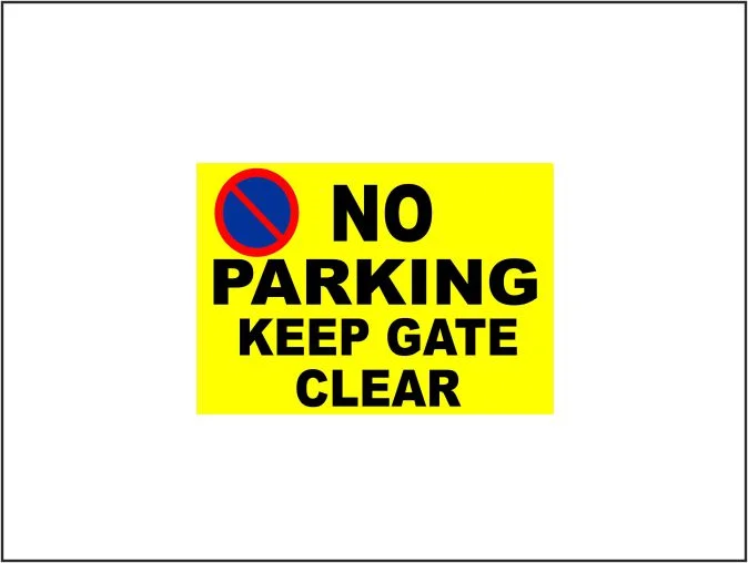 Yellow No Parking Keep Gate Clear