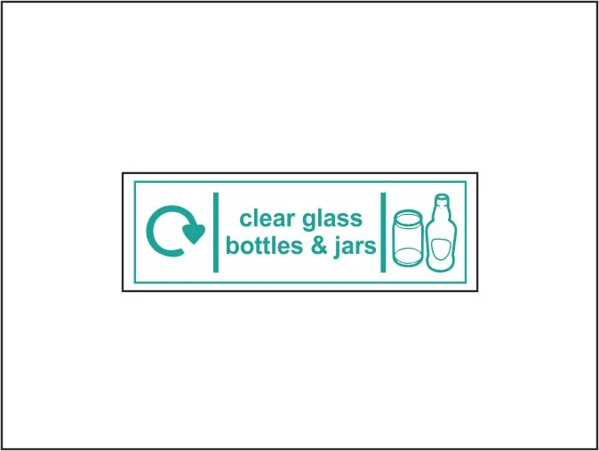 Clear Glass Bottles & Jars - Recycling Sign (L)