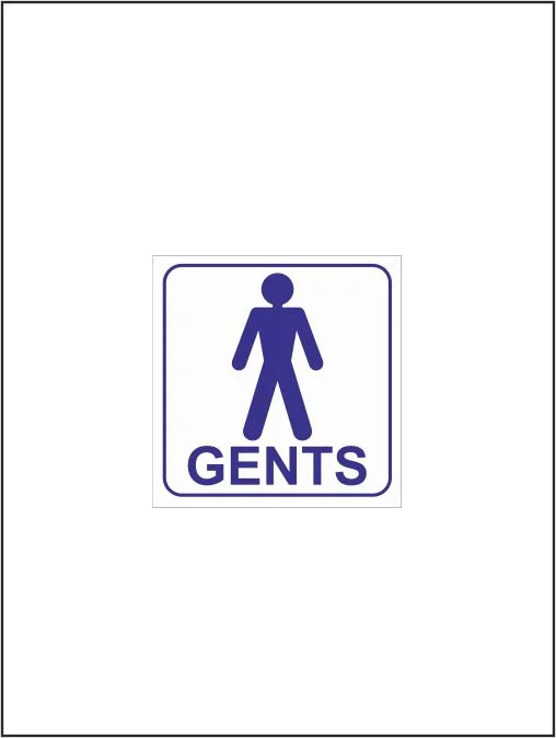 Gents Symbol & Wording - Blue Toilet Sign 150mm x 150mm
