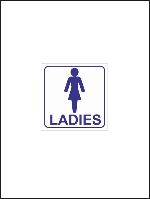 Ladies Symbol & Wording - Blue Toilet Sign 150mm x 150mm