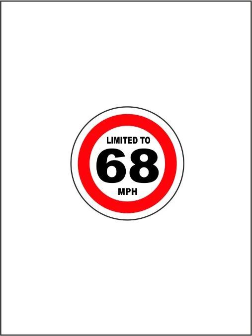 Limited To 68 MPH - Vehicle Speed Restriction Stickers