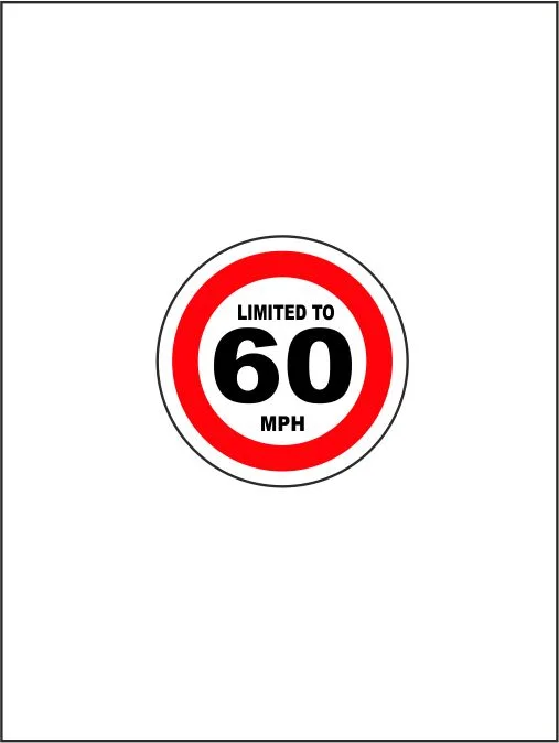 Limited To 60 MPH - Vehicle Speed Restriction Stickers