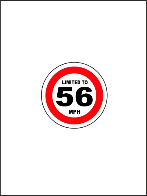Limited To 56 MPH - Vehicle Speed Restriction Stickers