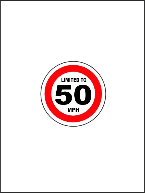 Limited To 50 MPH - Vehicle Speed Restriction Stickers