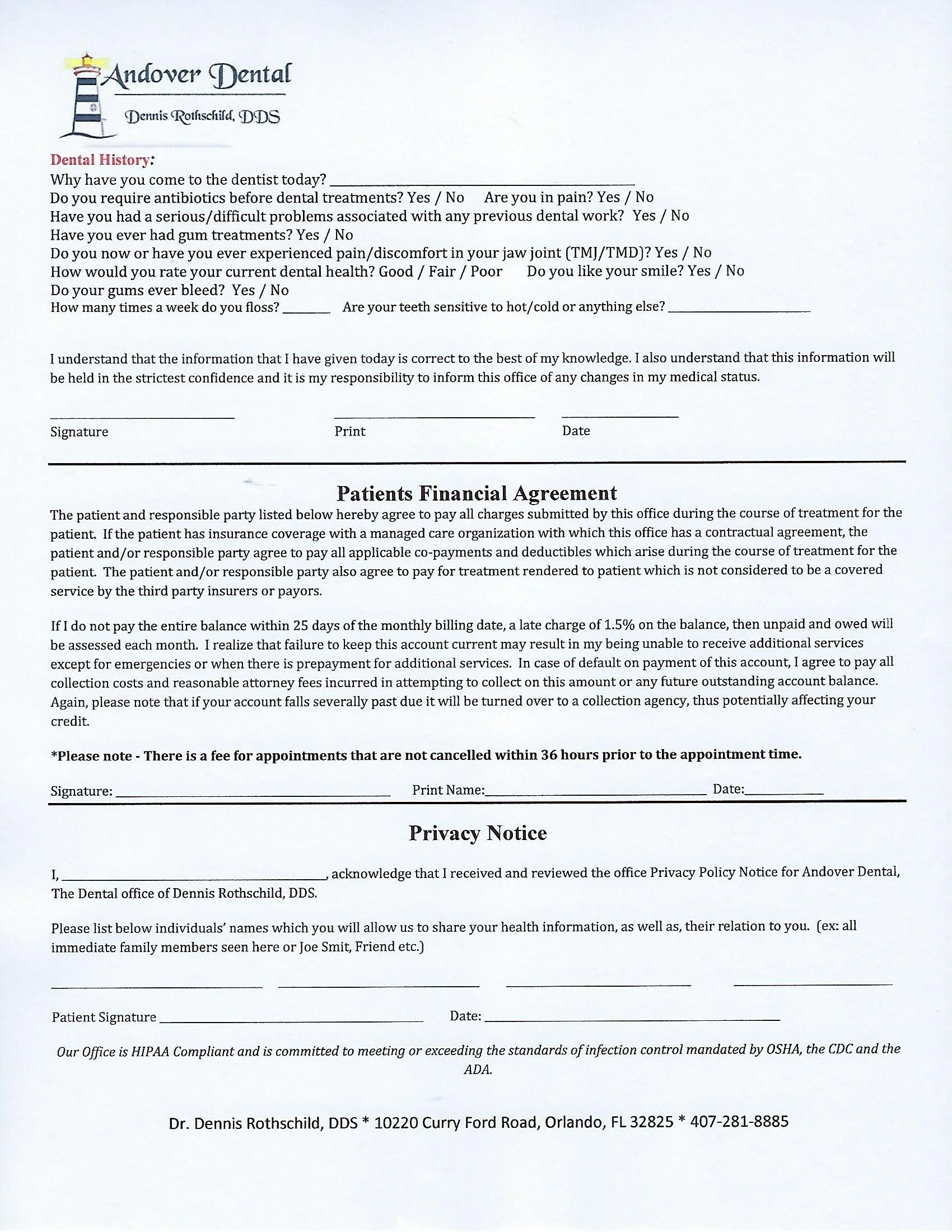 Forms — Andover Dental Dennis Rothschild, DDS