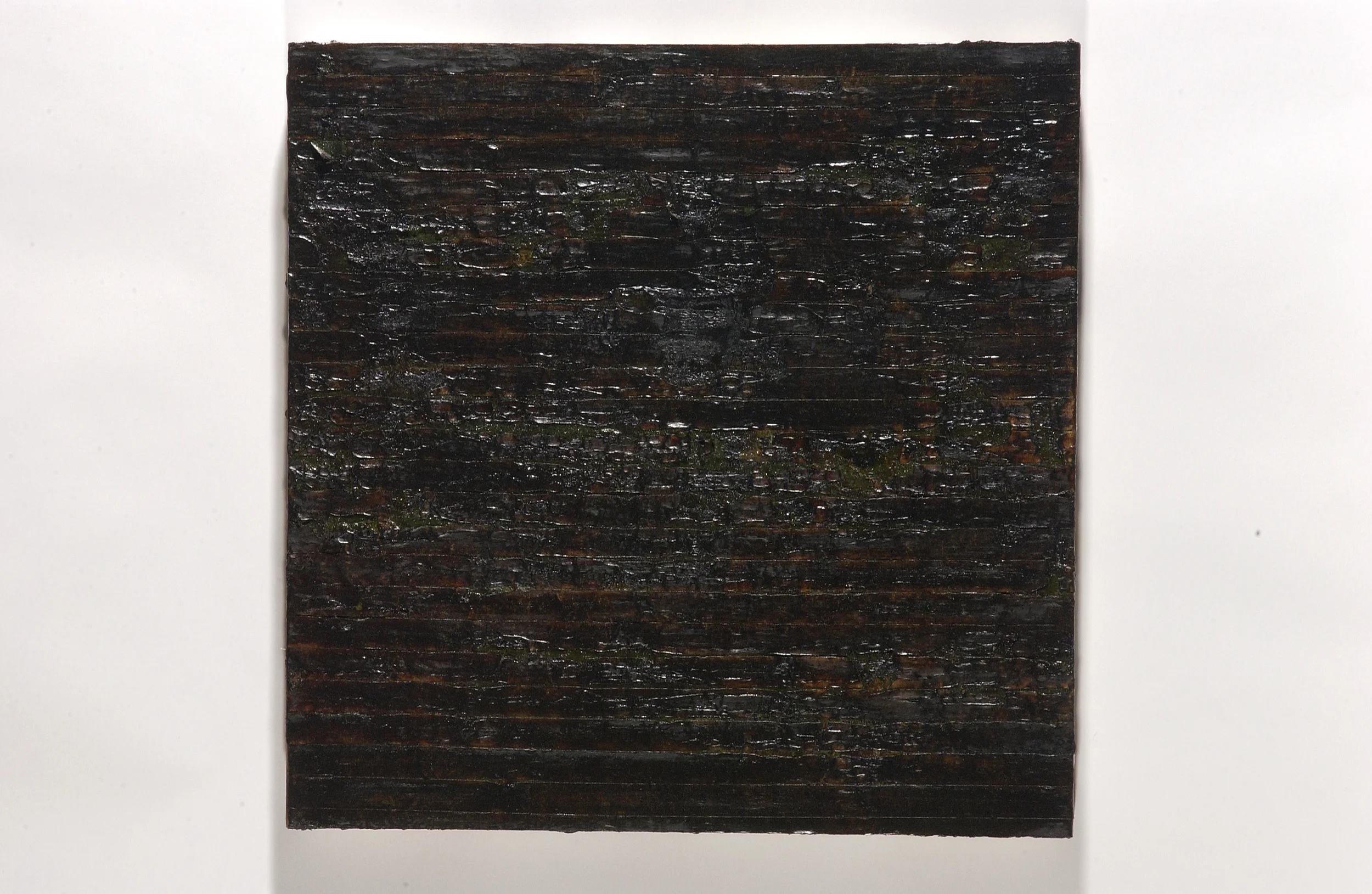 scorched earth (black painting II) mixed media on panel, 24x24", 2003 $750