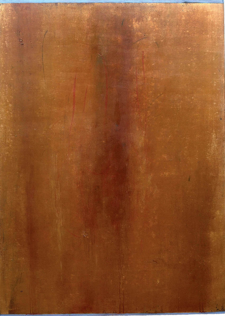 untitled (icon study I) oil, acrylic, pigment, & adhesive tape on canvas, 60x84”, 2005 $5000 (may be paired with untitled (icon study II) for a lower price)