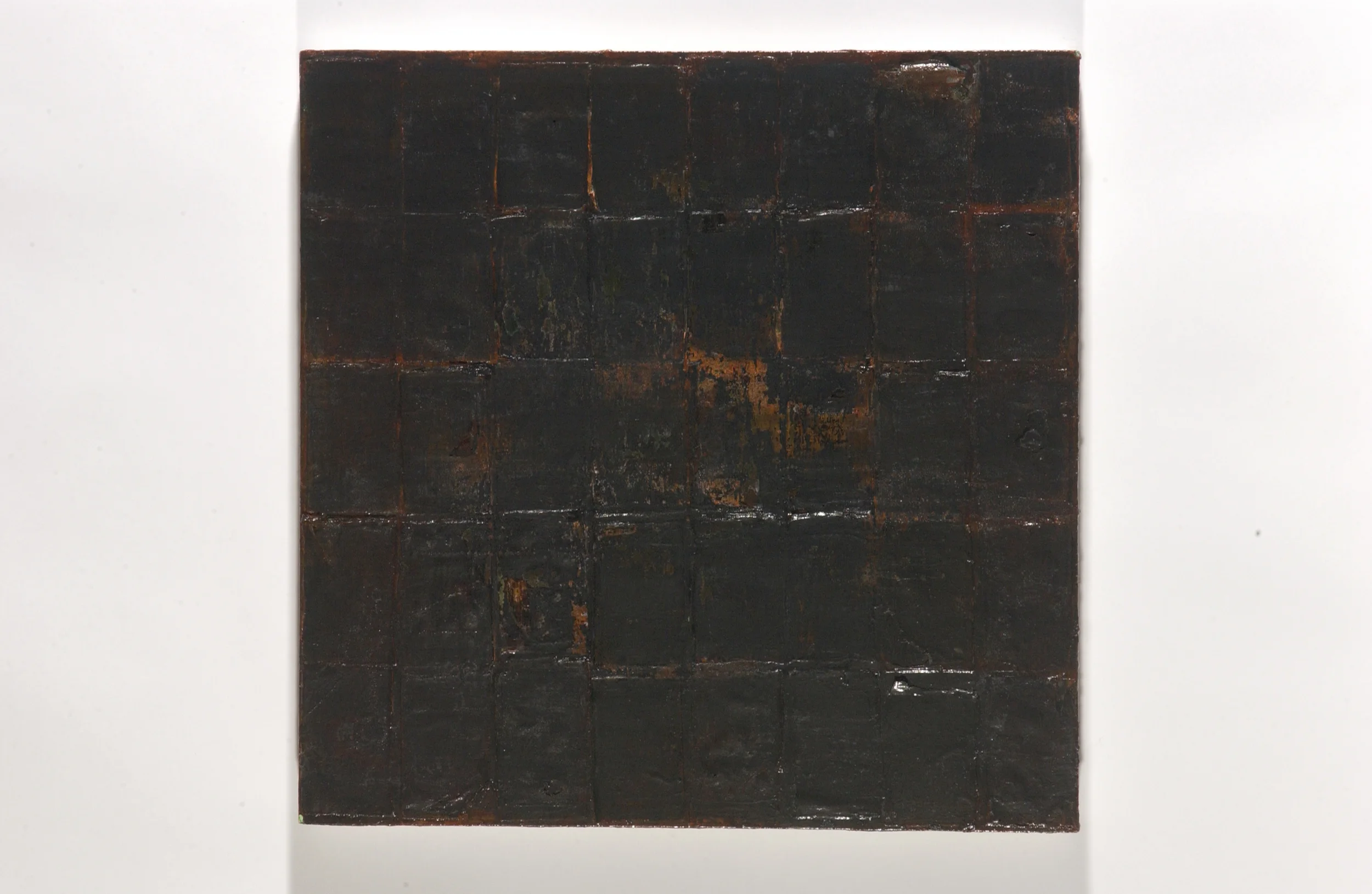 of rust and Rilke oil, encaustic & debris on panel, 24x24" 2004