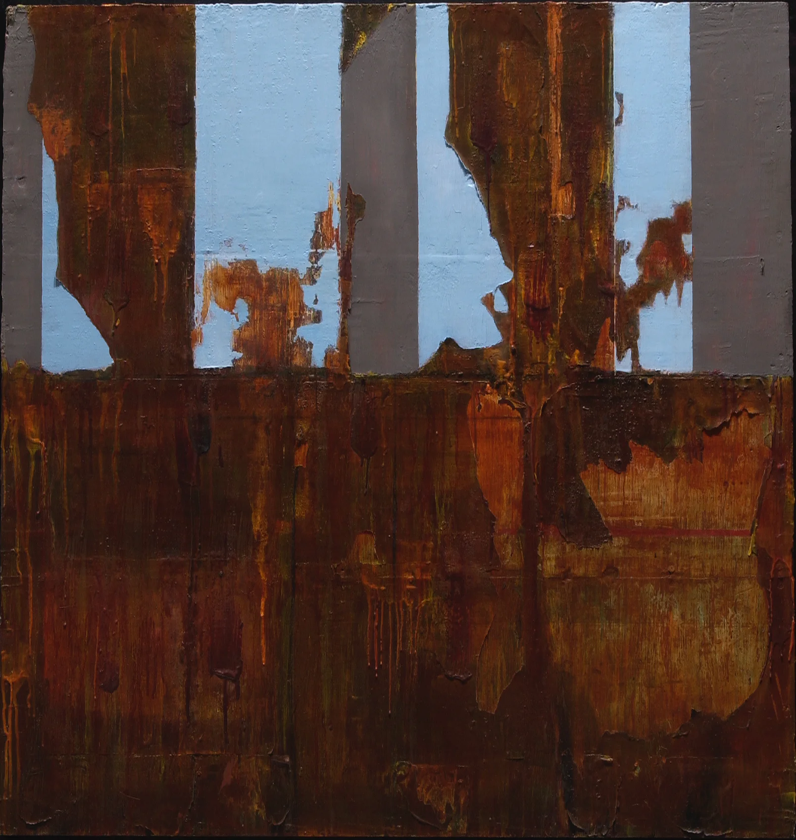 differance oil, encaustic, mixed media on panel, 48x48", 2003 in private collection