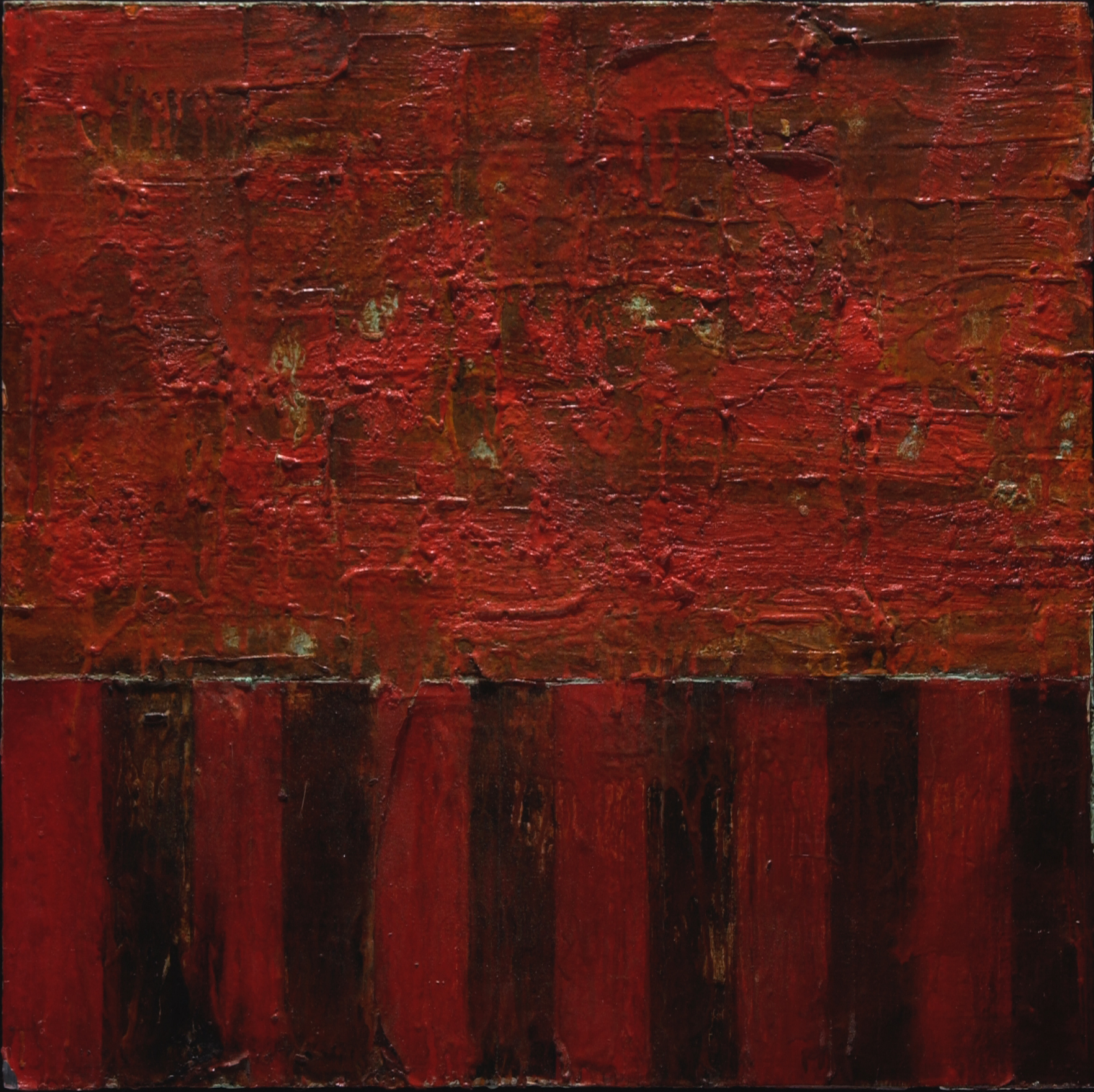   possess the land   oil and mixed media on panel, 24x24", 2002  in private collection 