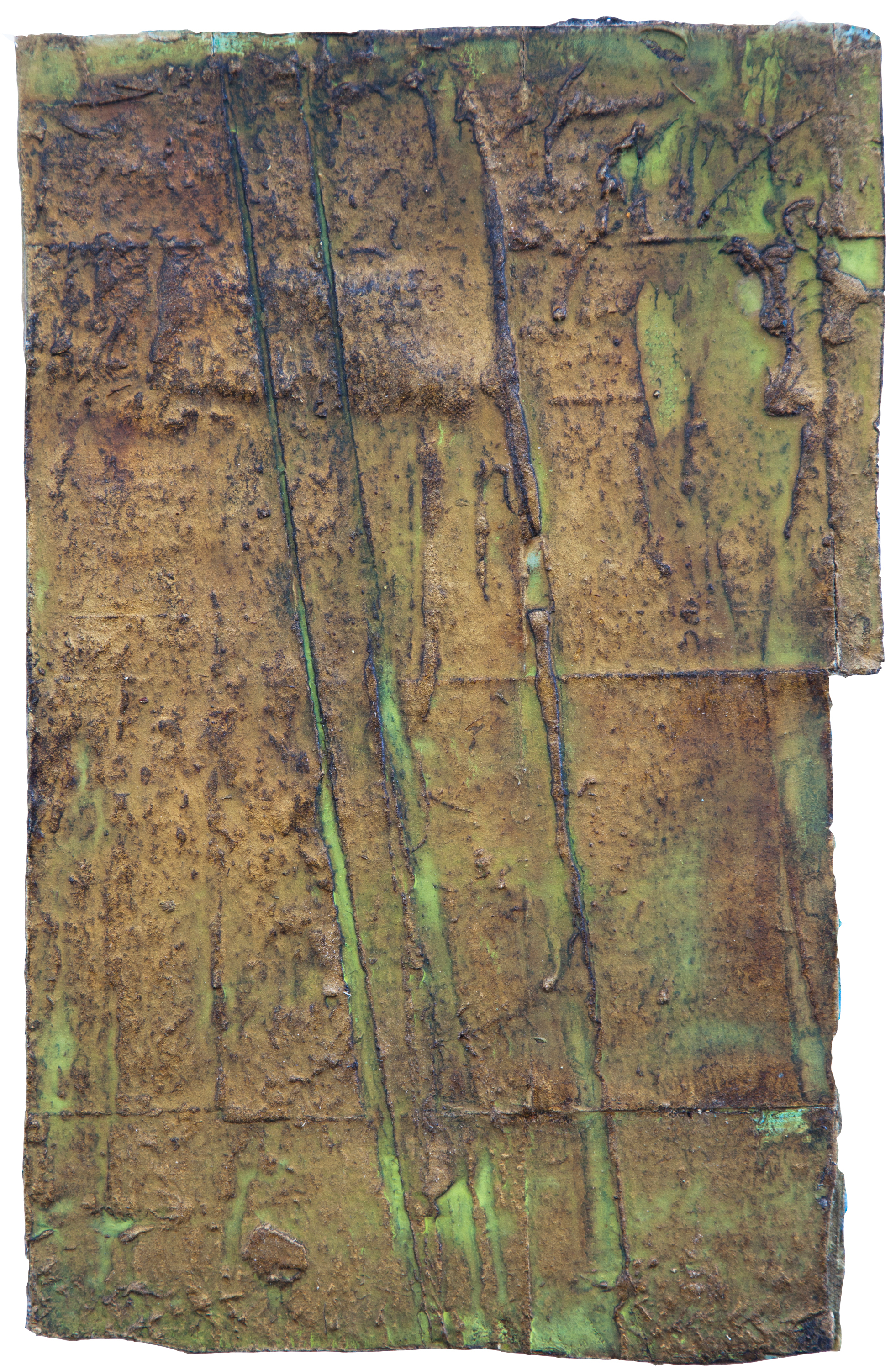 spring, autumn : light moment oil, dry pigment, collage on canvas on panel, 7" by 10", 2015.