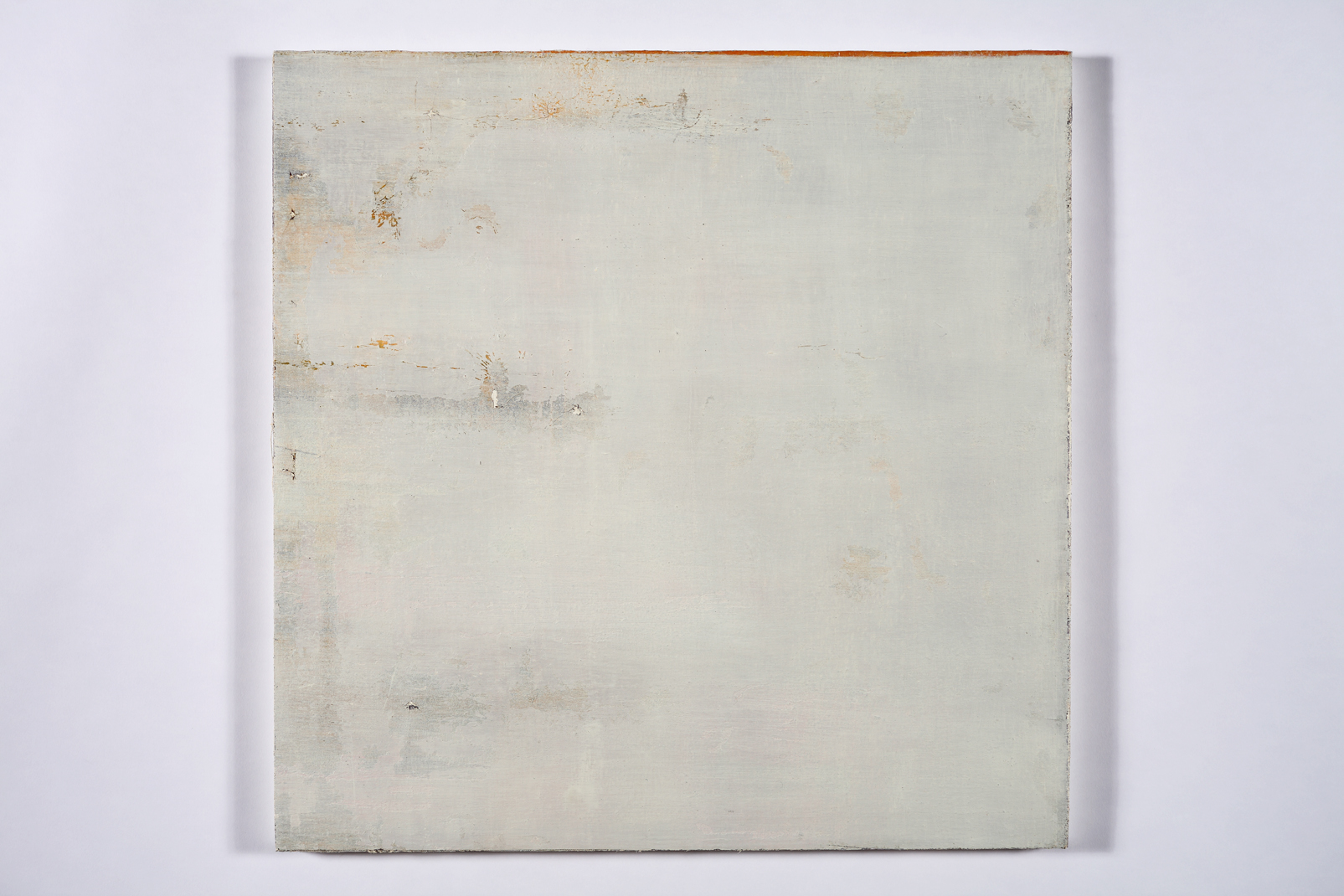 faint murmur, (sky splits) oil on salvaged canvas mounted on panel 24x24" 2008-2012 $750