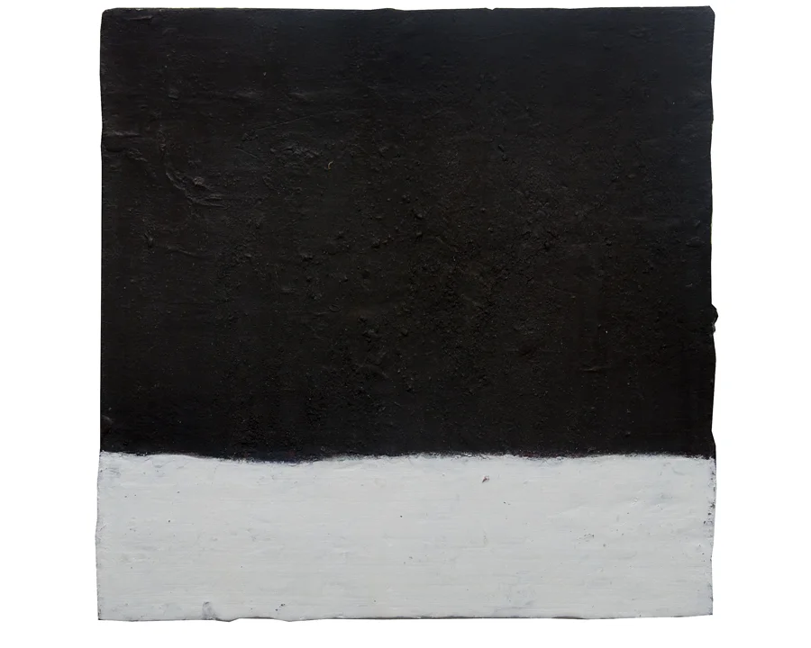 untitled (festina lente) mixed media on salvaged panel, 2009, 16x16" $450