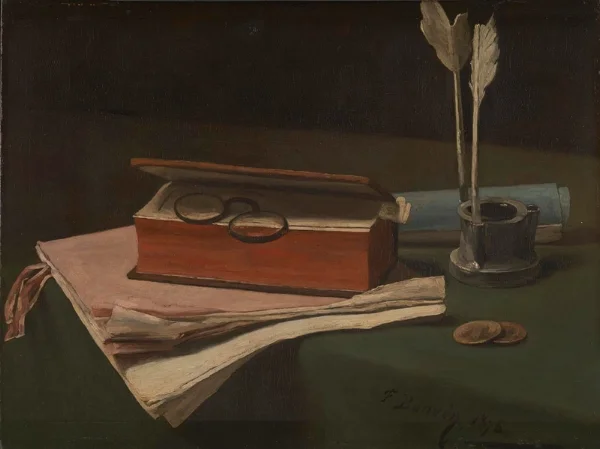 François Bonvin, 'Still Life with Book, Papers and Inkwell' © The National Gallery, London. Sir Hugh Lane Bequest, 1917
