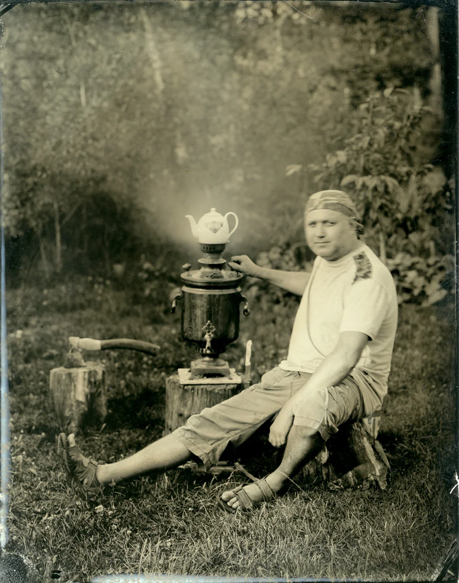 Andre with Samovar. Balozi, Kekava. Latvia 2015