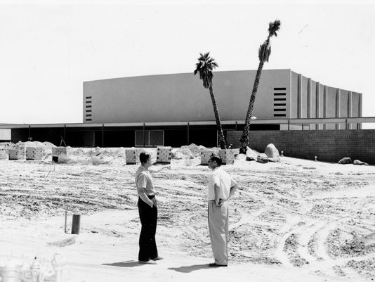 Original exterior of the Palm Springs High School Auditorium,