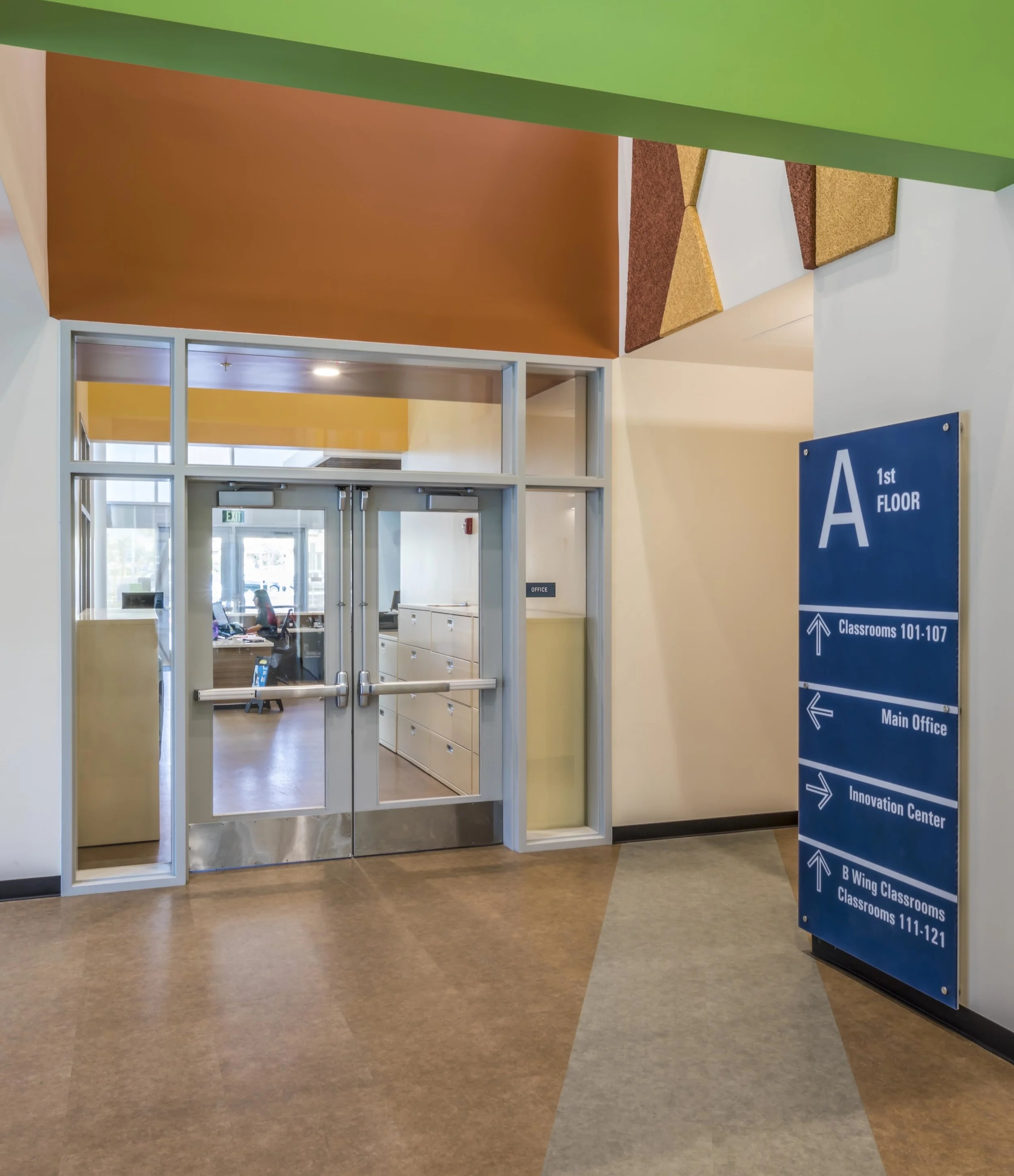 Clear signage and classroom numbering also way-finding for occupants and responders in emergency situations.