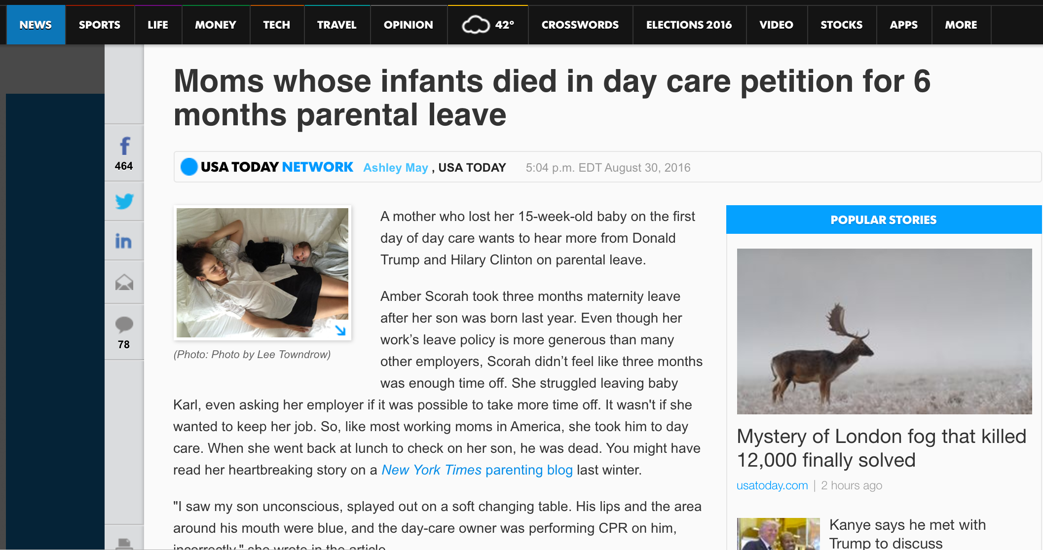 Moms petition for 6 months parental leave (USA Today)