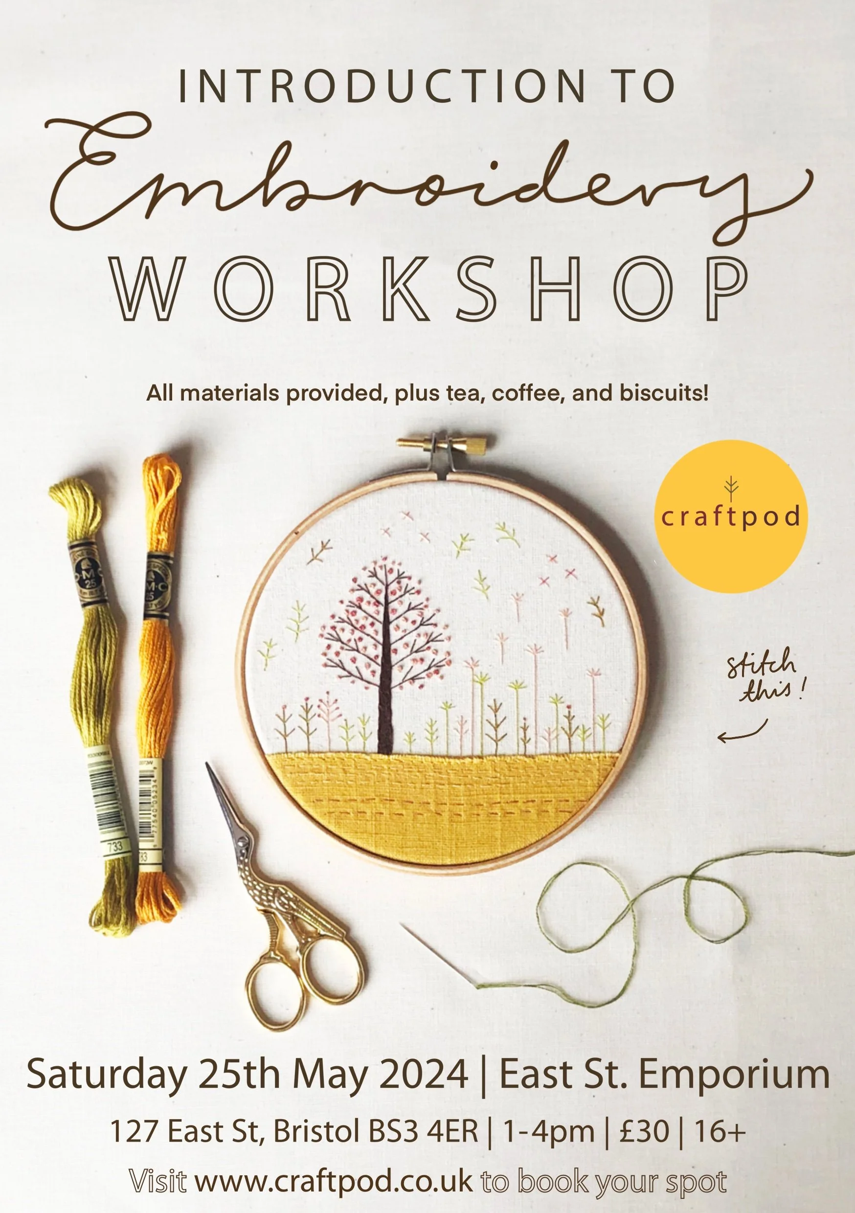 Introduction to Embroidery WORKSHOP - with Jo