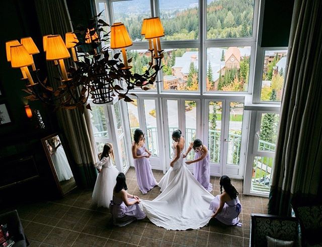 Getting those final touches done before the most important walk down the aisle.  #weddingphotography #whistler #fairmonthotels #bride #davidkimphotography #canadianwedding