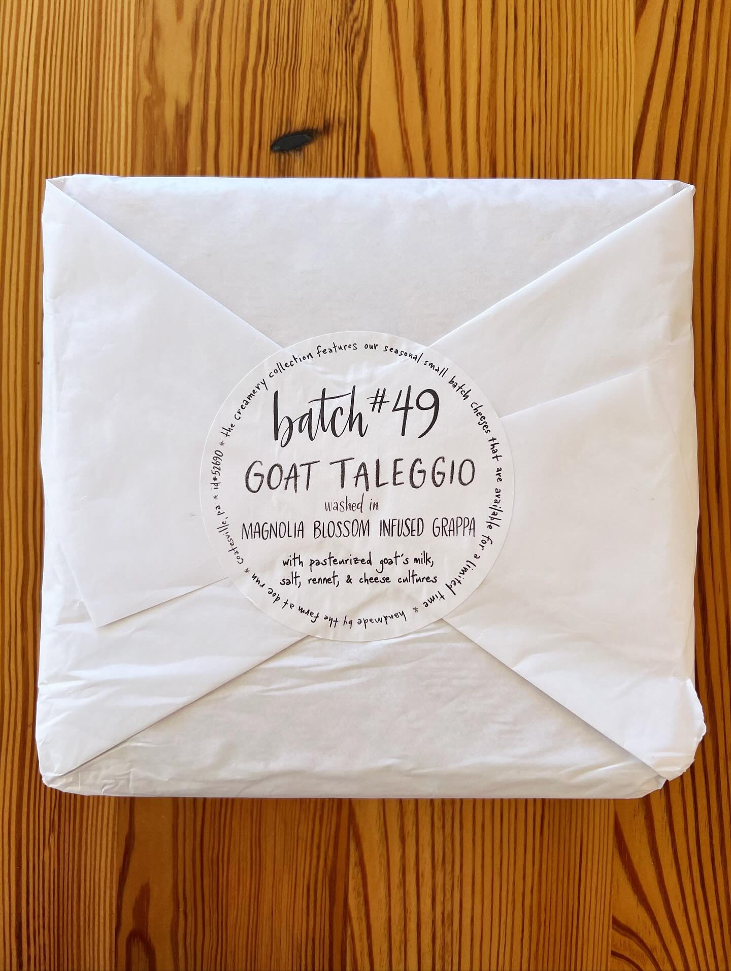 💥 B A T C H # 4 9 💥

produced by The Farm of Doe Run&hellip;

These larger format squares are made with 100% goat&rsquo;s milk &amp; washed in a special brine containing Grappa (an Italian spirit made from grape pomace) that has been infused with m