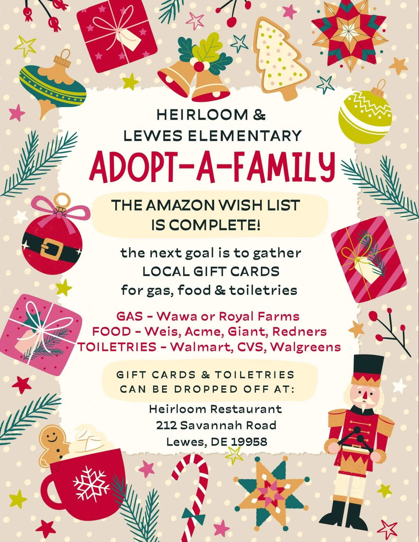 🎄✨🦌🎄✨🦌

a HUGE thank you to our local community
for the successful completion of the holiday amazon wish list for our 7 local families (17 kids)!!

✨PART TWO✨
These 7 families are asking for food and toiletries as well. 

We are asking for a seco