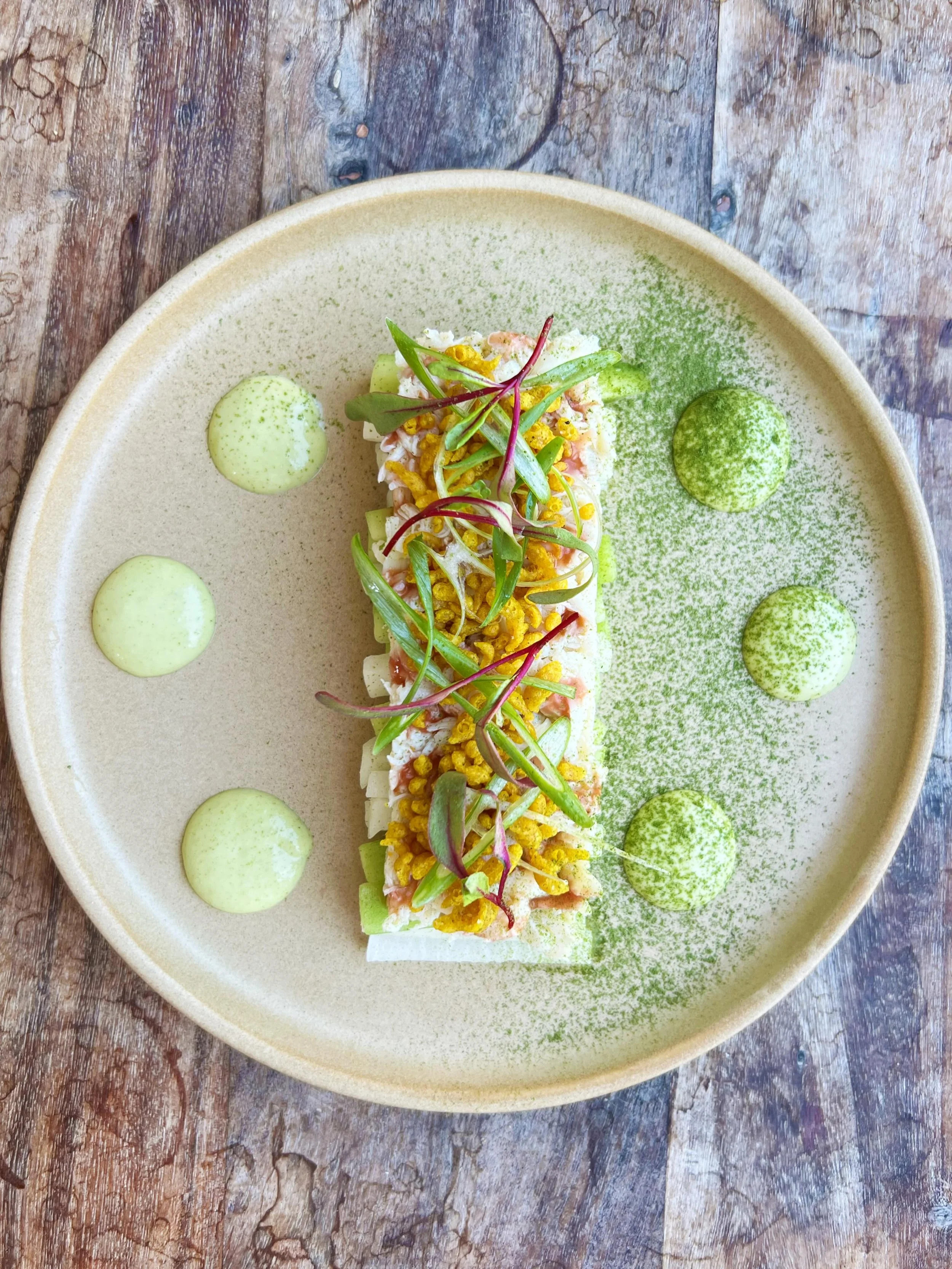 🦀🍴🌿🦀🍴🌿

Maryland crab &ldquo;salad&rdquo;
English cucumbers &amp; diakon radishes
crispy tempura bits
Fifer Orchard strawberry hot sauce
pickled ramp top a&iuml;oli
ramp dust

🦀🍴🌿🦀🍴🌿

be sure to book ahead for reservations, 
as our book o