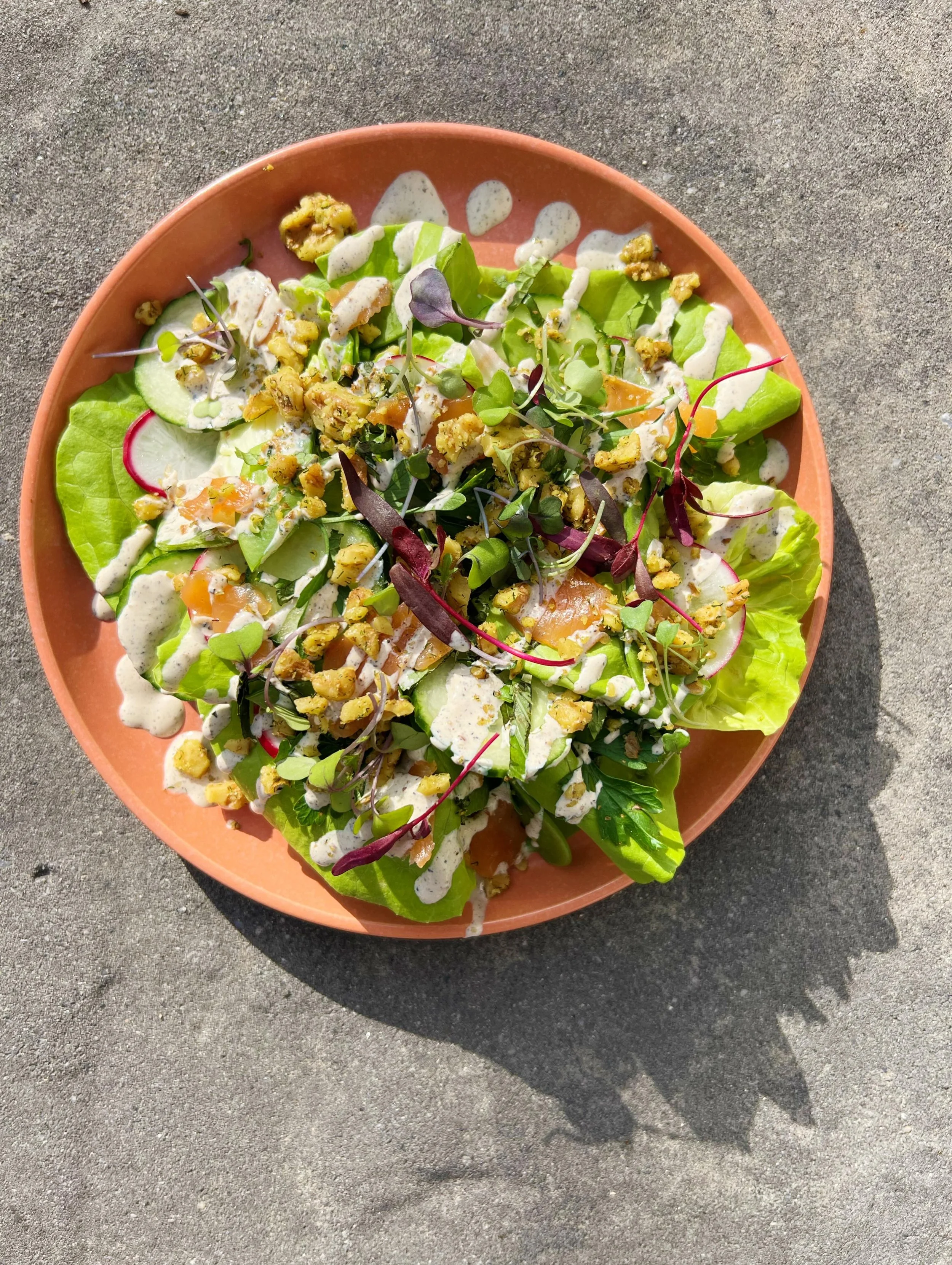 H A P P Y 🌿T H U R S D A Y

hitting our menu over the past weekend 
was this delicious new addition - 

bibb lettuces 
shaved cucumber &amp; radish, snow peas, fennel &amp; dill trout gravlox, dill spiced walnuts, spring herbs , black pepper butterm