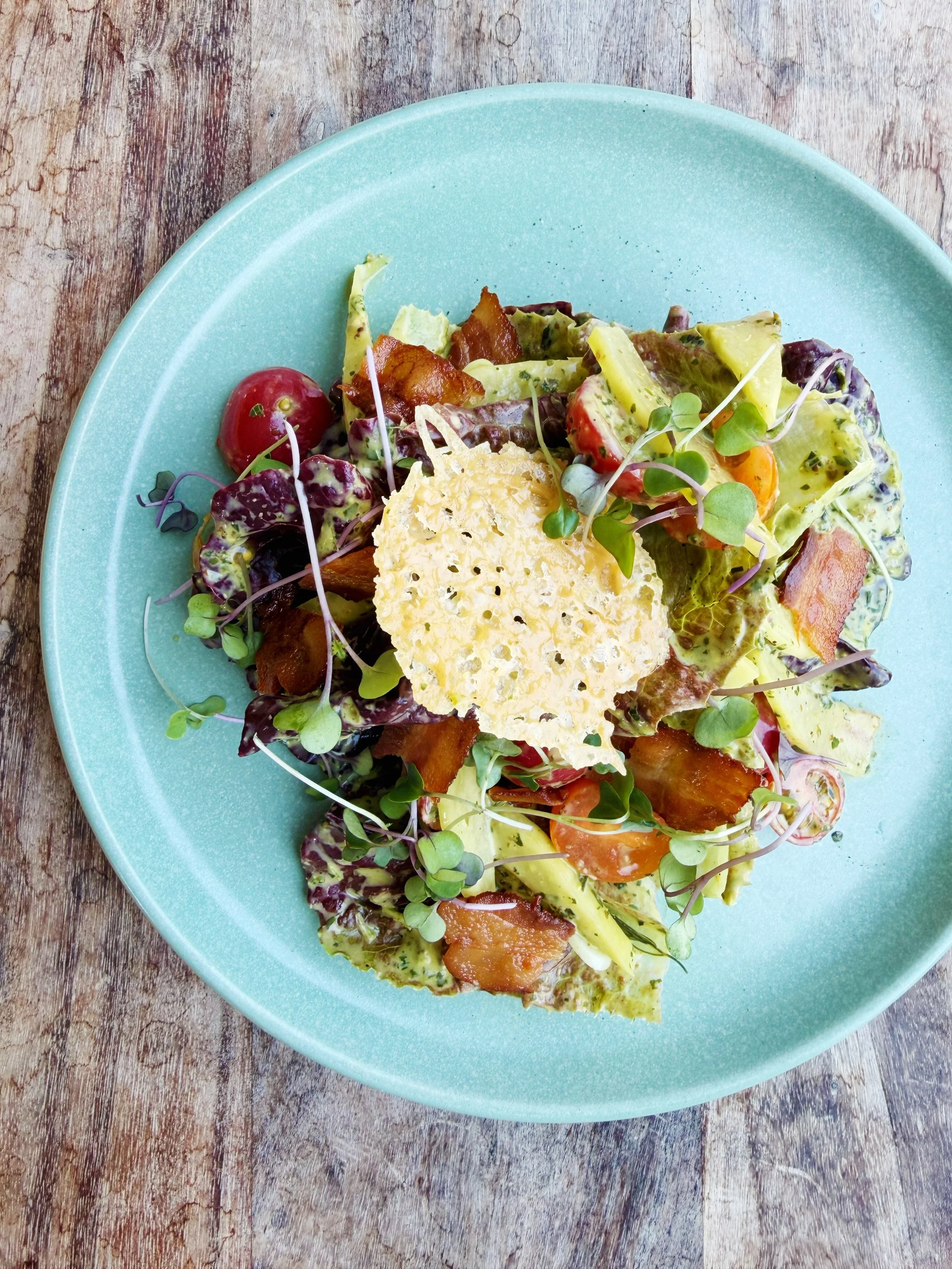 🌿🍴🌿🍴🌿

baby red romaine lettuces 
Fifer Orchard cherry tomatoes
house cured Chinese five spice bacon
parmesan crisp
pickled watermelon rind
summer herb pistou

🌿🍴🌿🍴🌿

the PATIO is OPEN for 
the rest of the week at 5 pm

tonight, Thursday, A