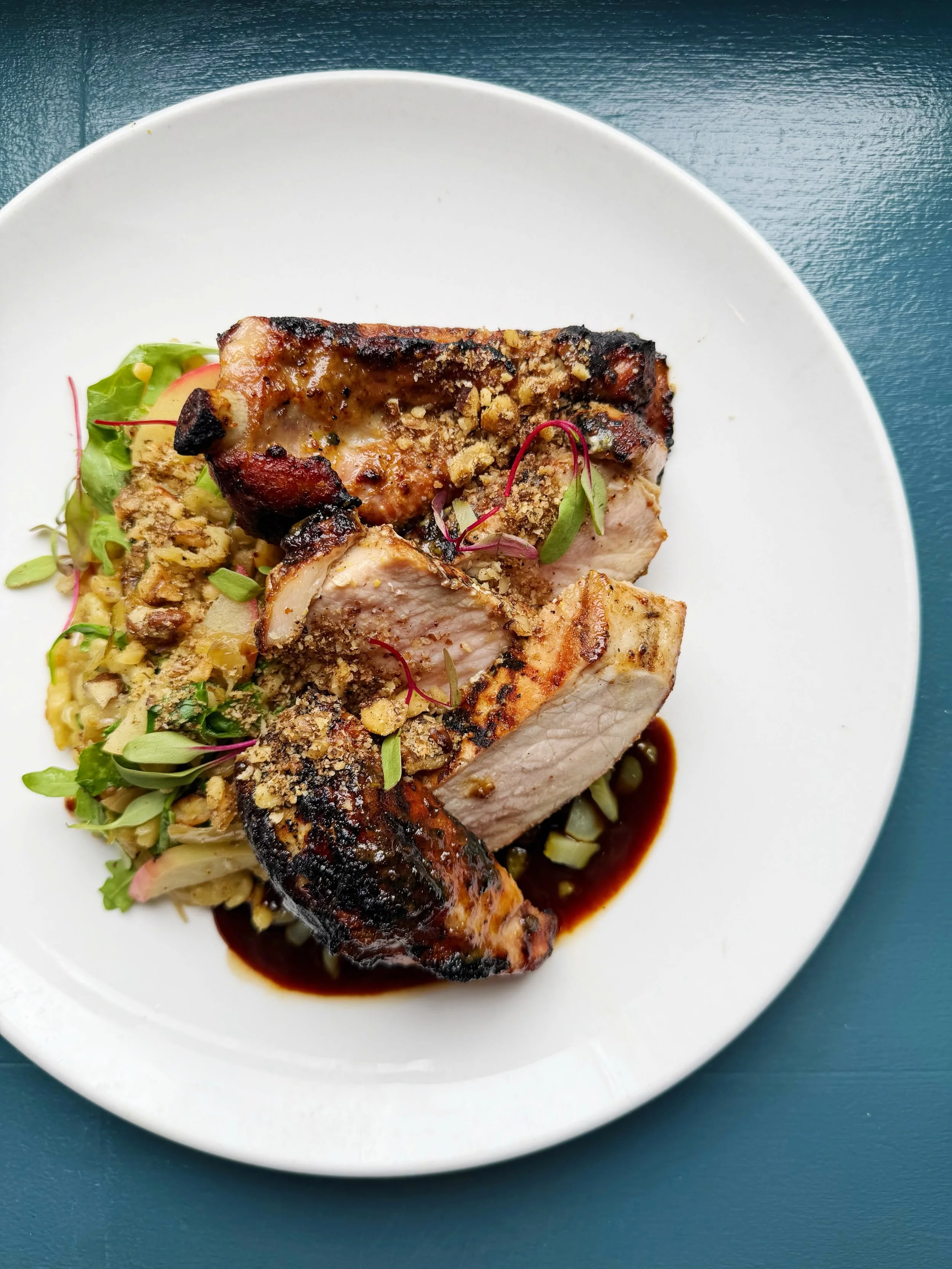 🐷🍴🍎🐷🍴🍎

Grilled Double Cut Heritage Pork Chop
maple mustard glazed
housemade spaetzle
fermented sauerkraut
wilted arugula
black peppered walnuts
Fifer Orchard honeycrisp apples
demi

🐷🍴🍎🐷🍴🍎

be sure to book ahead for reservations, 
as our