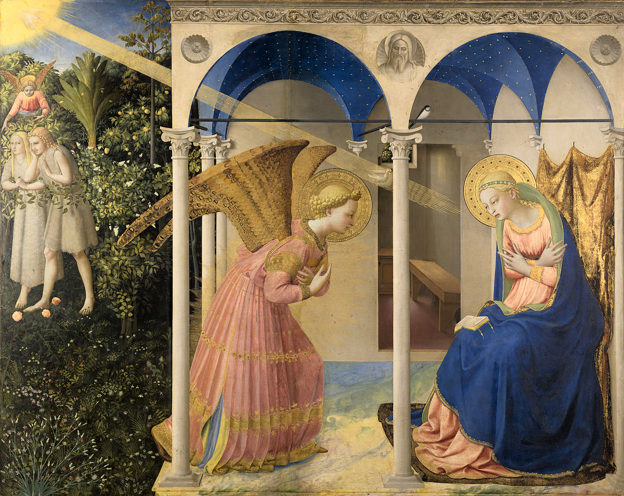 La Anunciación de Fra Angelico, Museo del Prado, Madrid (Click en la imagen para verla completa)