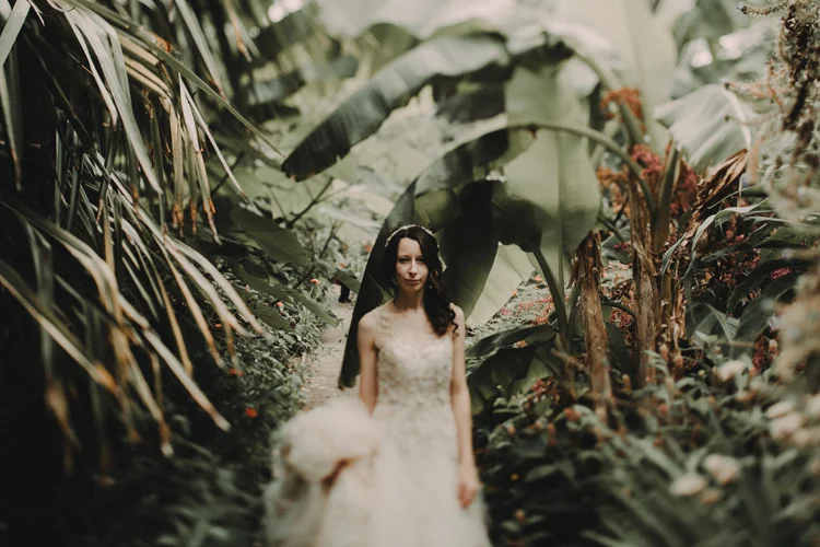 Bride in vintage dress at quex park wedding