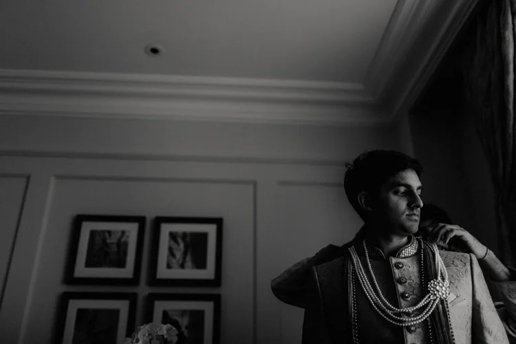 indian groom prepares for hindu ceremony