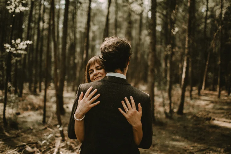 french and russian couple hug each other in london engagement