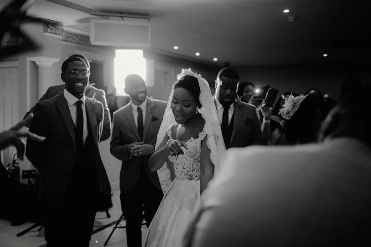 bride and groom share dance in froyle park wedding