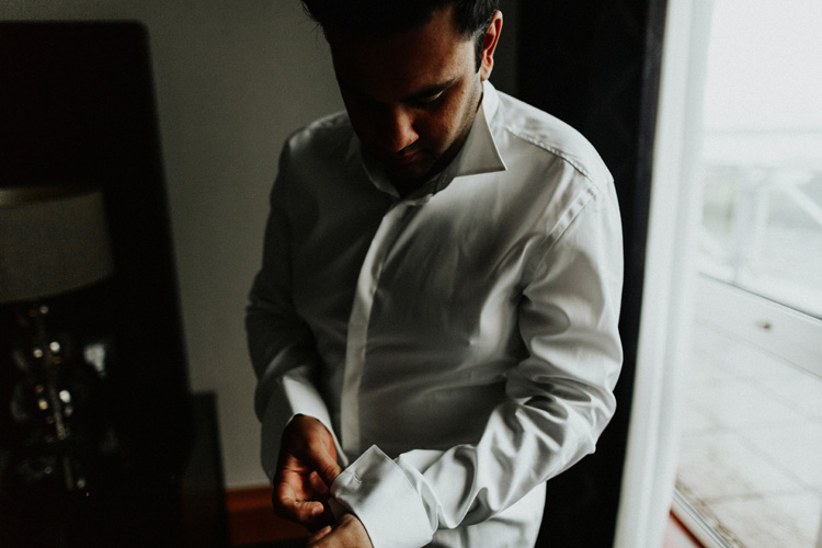 groom gets ready for traditional hindu southampton wedding reception
