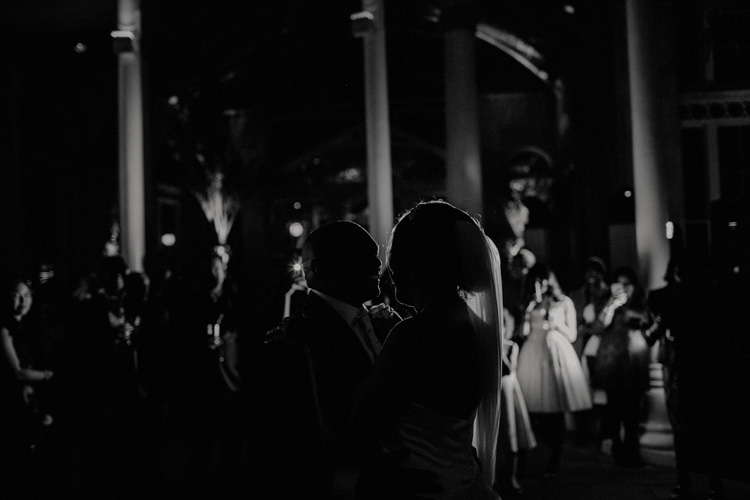 bride and groom share first dance during wedding reception at syon park